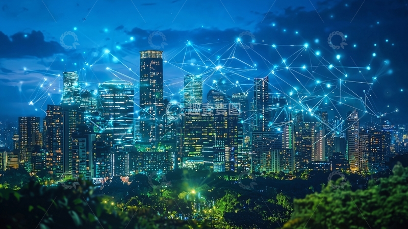 高清大图下载【趣麦麦图】夜幕下的智慧城市