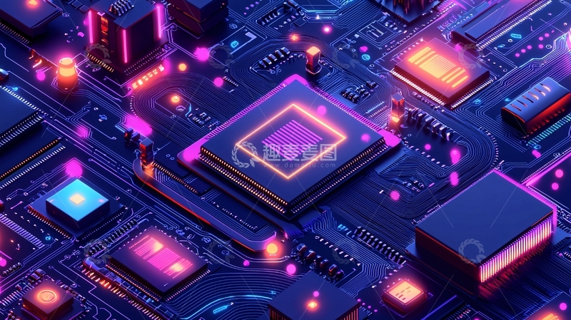 高清大图下载【趣麦麦图】炫彩科技感电路板
