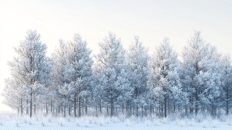 高清大图下载【趣麦麦图】雪覆盖的冬日树林