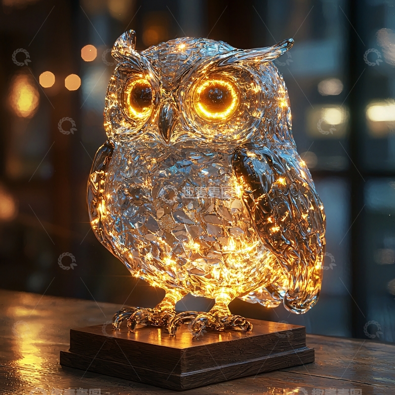 高清大图下载【趣麦麦图】透明玻璃质感猫头鹰灯饰