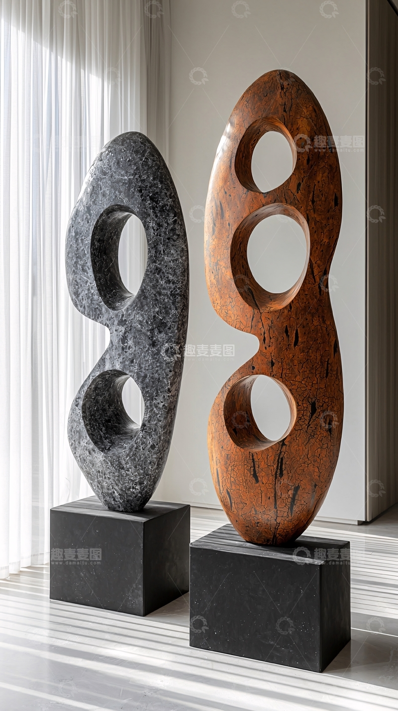 高清大图下载【趣麦麦图】抽象石雕木雕艺术品