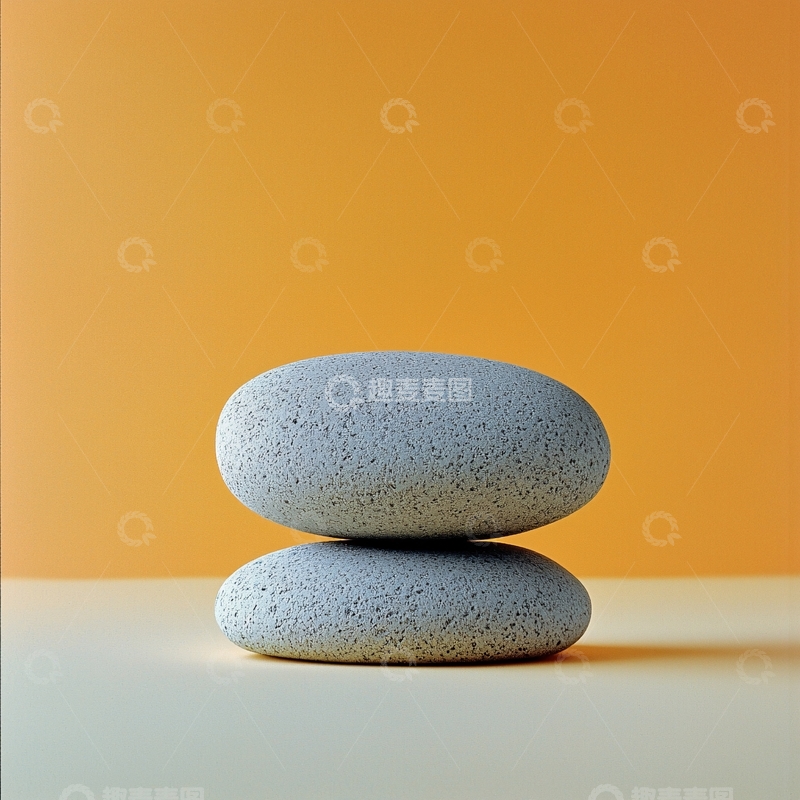 高清大图下载【趣麦麦图】两块鹅卵石叠放的静物