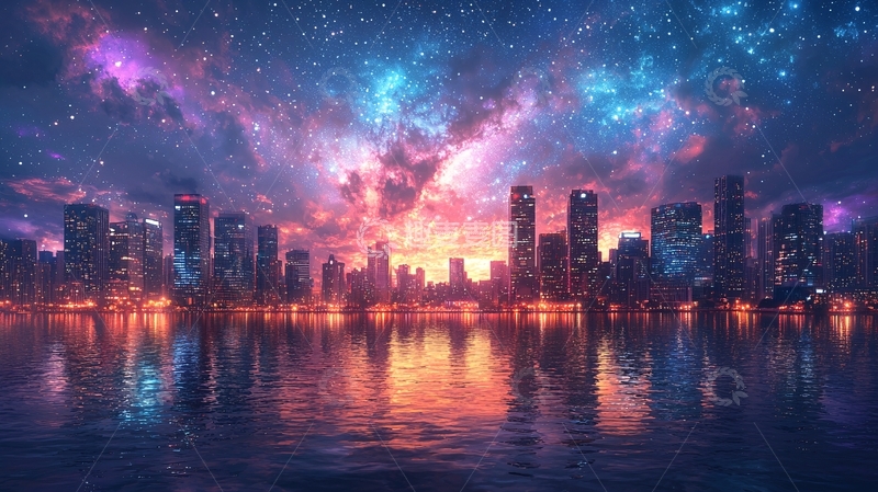 高清大图下载【趣麦麦图】城市夜景星空