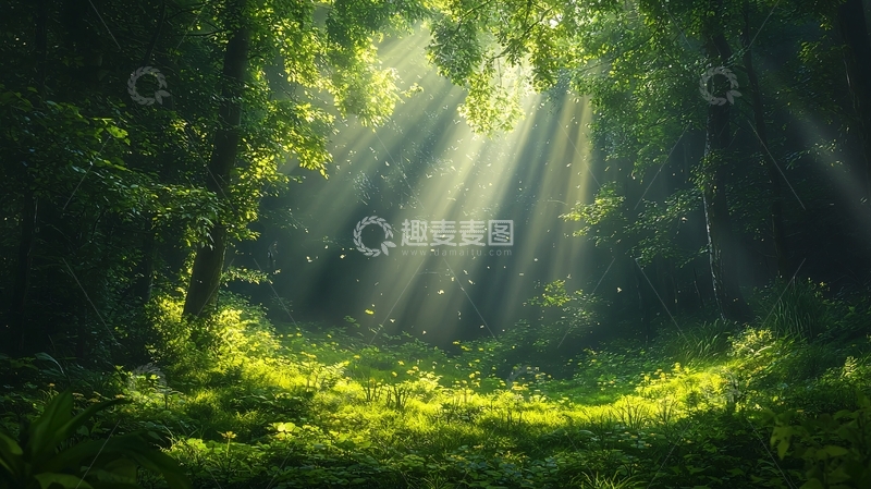 高清大图下载【趣麦麦图】阳光穿过森林