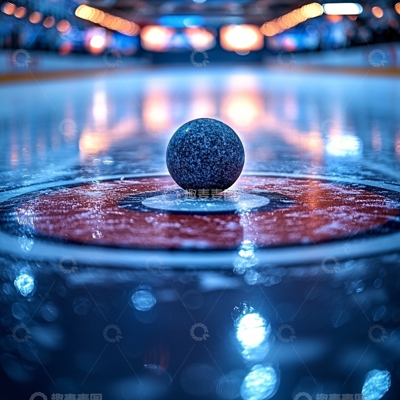 高清大图下载【趣麦麦图】冰壶静止在冰面中心