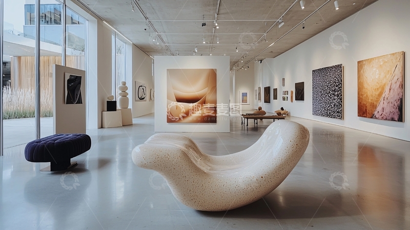 高清大图下载【趣麦麦图】明亮现代艺术画廊内部
