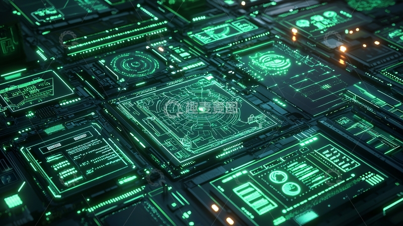 高清大图下载【趣麦麦图】科技感绿色界面