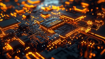 橙色光晕的电路板