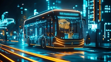 未来科技感城市公交车