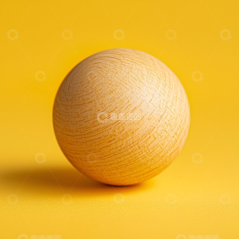 高清大图下载【趣麦麦图】黄色背景上的木质球体