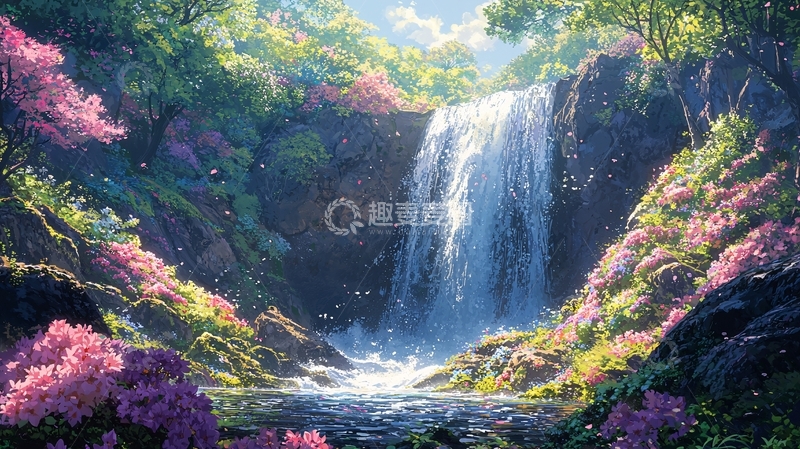 高清大图下载【趣麦麦图】流水飞瀑