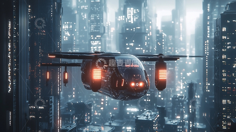 高清大图下载【趣麦麦图】未来城市飞行器