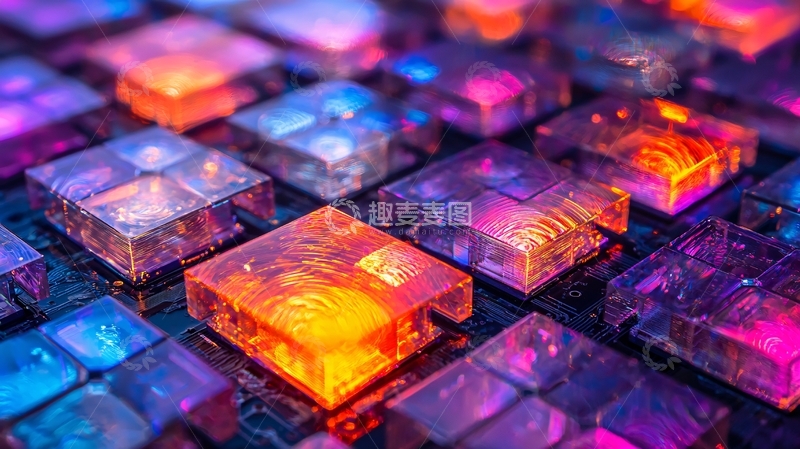 高清大图下载【趣麦麦图】彩色透明方块矩阵