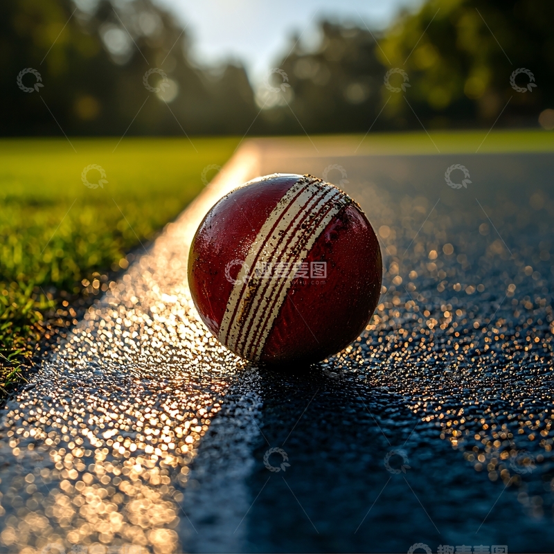 高清大图下载【趣麦麦图】板球球放置在球场边界线上