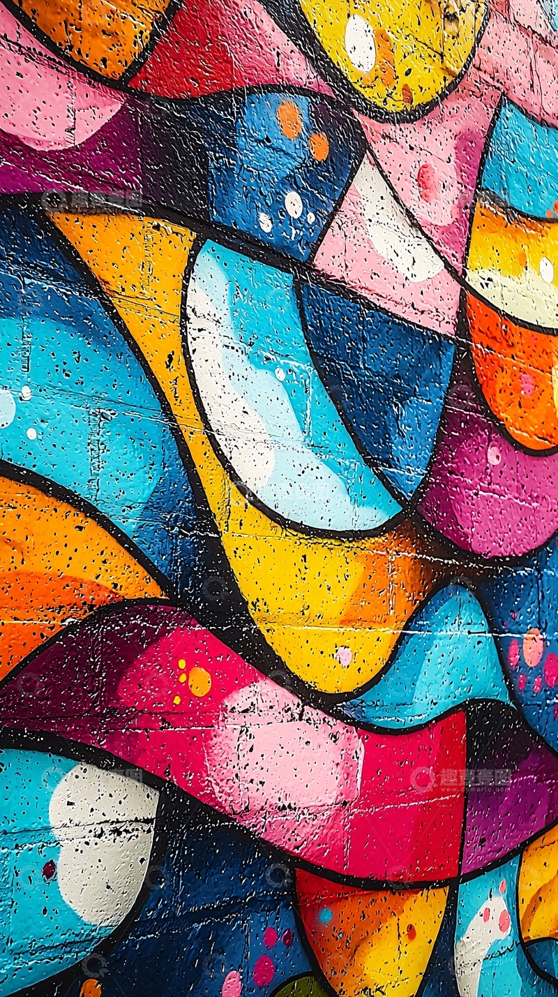 高清大图下载【趣麦麦图】彩色抽象砖墙艺术