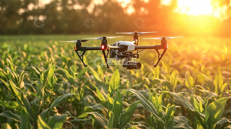 高清大图下载【趣麦麦图】日落田野航拍无人机