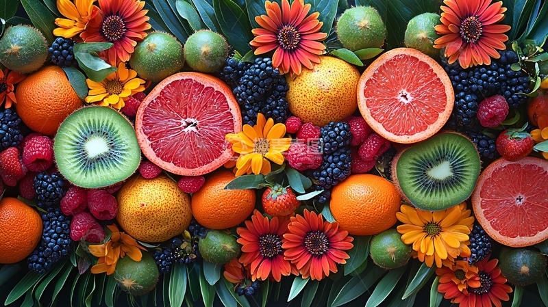 高清大图下载【趣麦麦图】色彩鲜艳的水果花卉