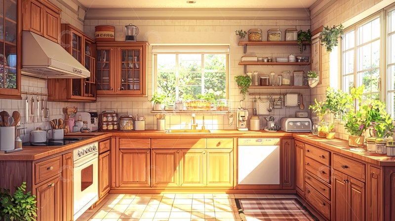 高清大图下载【趣麦麦图】阳光明媚的田园风厨房