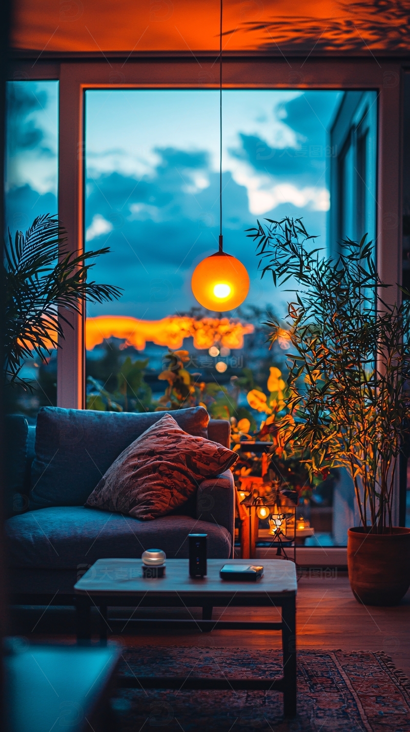 温馨的室内夜景