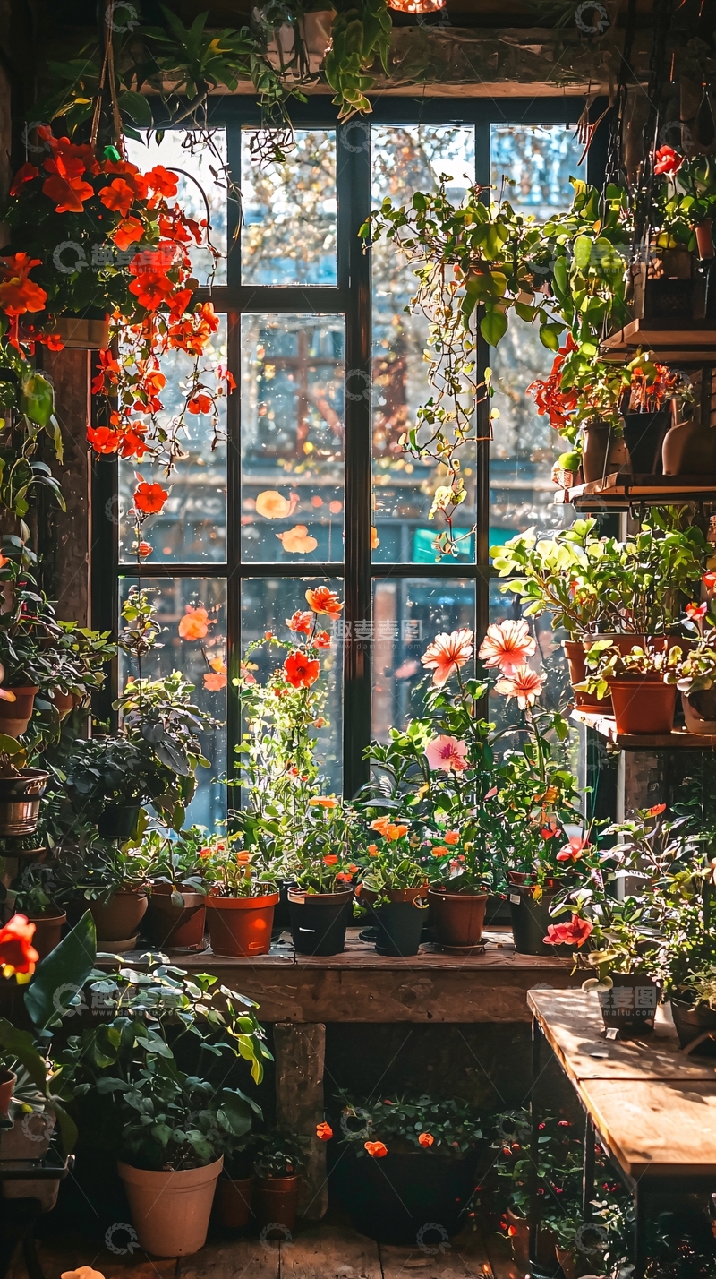 高清大图下载【趣麦麦图】繁花似锦的室内花园
