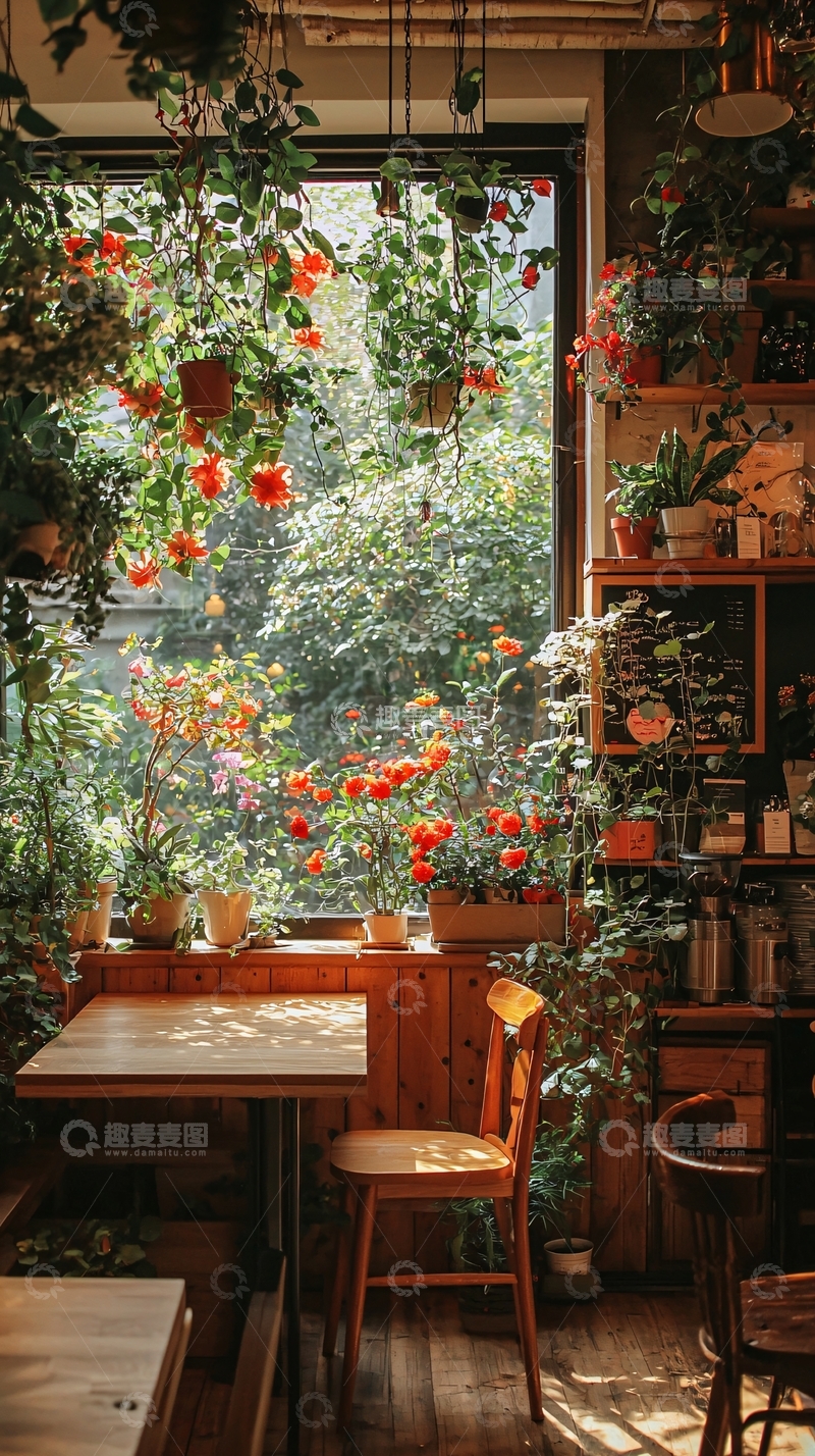 高清大图下载【趣麦麦图】阳光洒落的室内花园