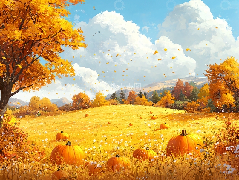 高清大图下载【趣麦麦图】秋日南瓜田园风景