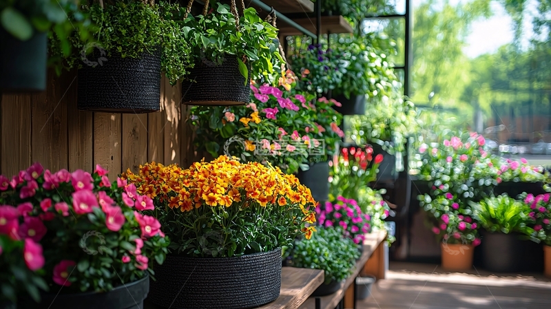 高清大图下载【趣麦麦图】色彩缤纷的盆栽花卉