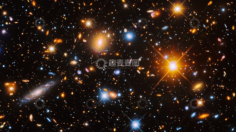 高清大图下载【趣麦麦图】宇宙深空中闪烁的星系