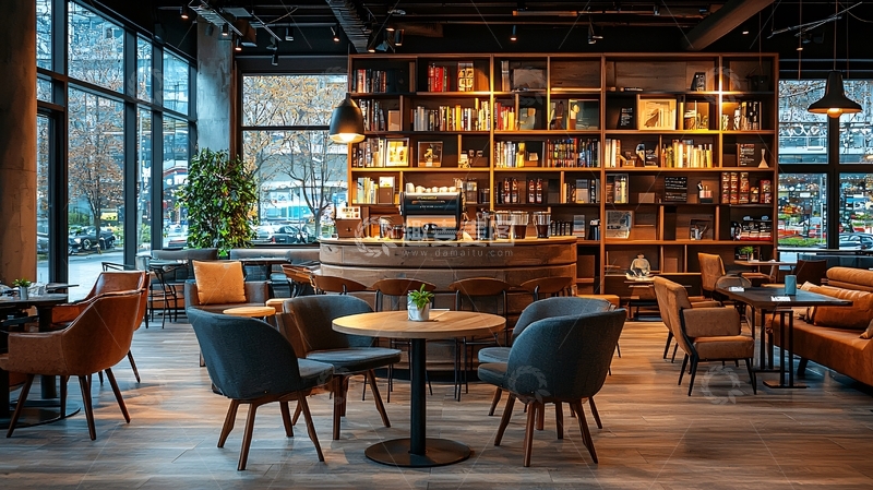 高清大图下载【趣麦麦图】现代风格咖啡厅内部