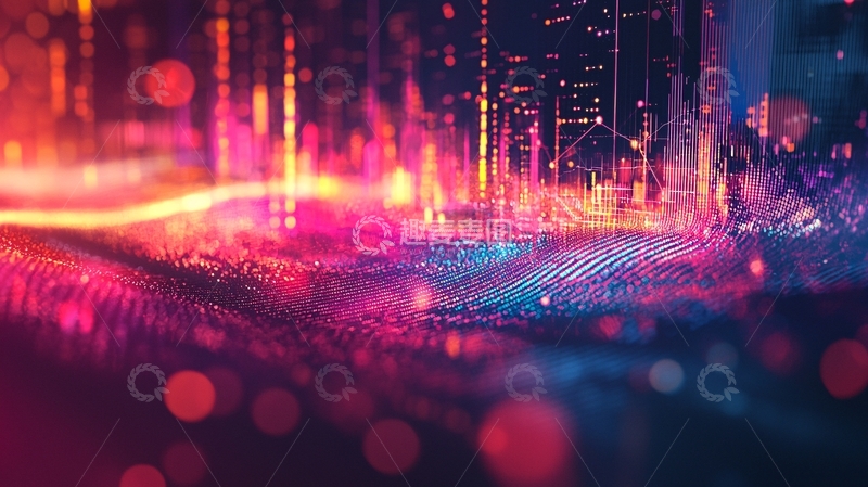 高清大图下载【趣麦麦图】炫彩数据流光城市夜景