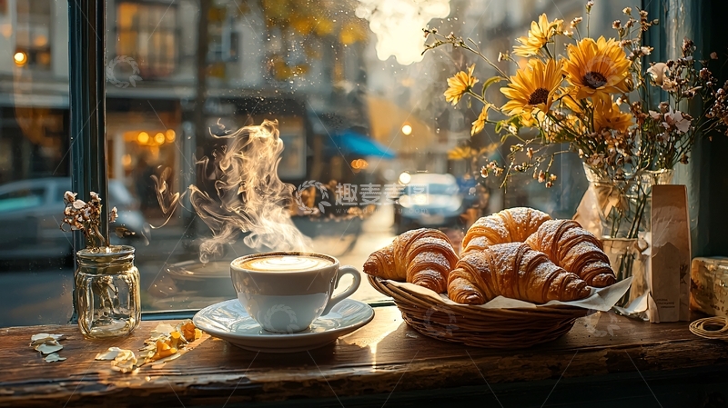 高清大图下载【趣麦麦图】咖啡馆窗边温暖场景