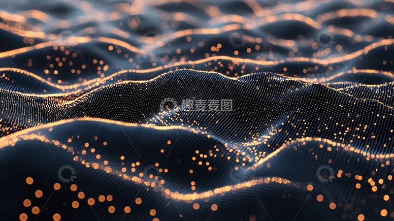 高清大图下载【趣麦麦图】暗金色粒子波浪纹理