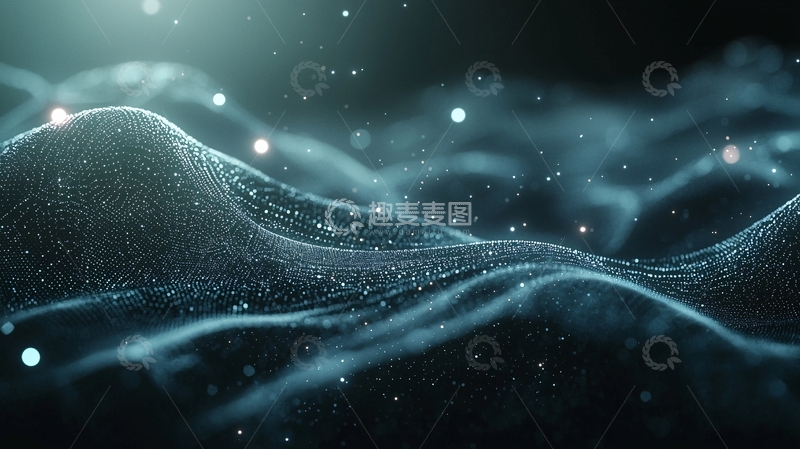 高清大图下载【趣麦麦图】深蓝色粒子波浪背景