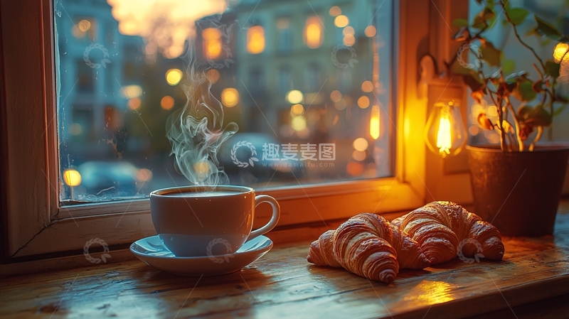 高清大图下载【趣麦麦图】窗边早餐的惬意时光
