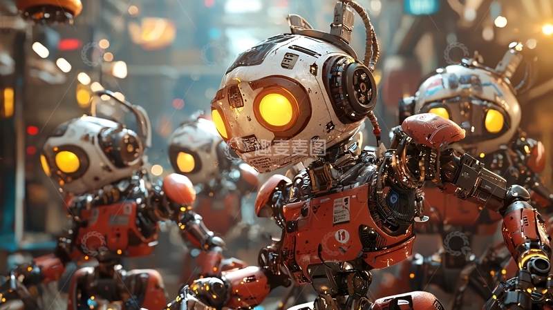 高清大图下载【趣麦麦图】未来都市机器人