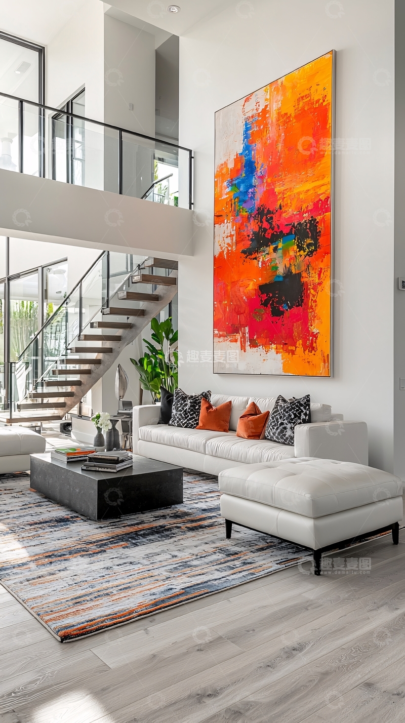 高清大图下载【趣麦麦图】现代客厅及艺术画