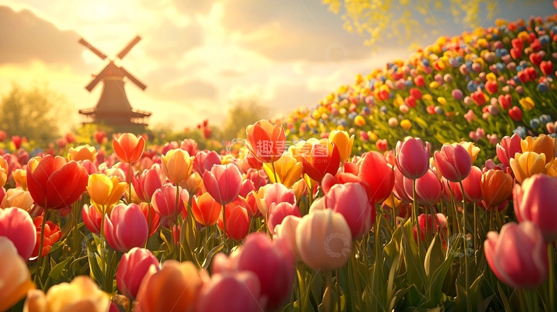 高清大图下载【趣麦麦图】郁金香花田