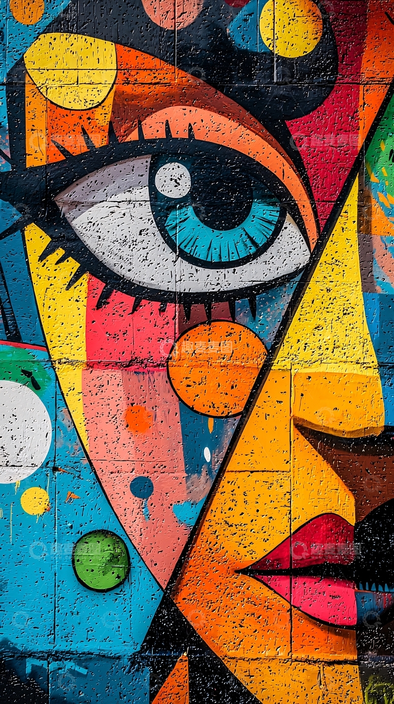 高清大图下载【趣麦麦图】色彩鲜艳的抽象人脸