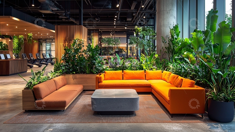 高清大图下载【趣麦麦图】舒适的绿色植物休息区