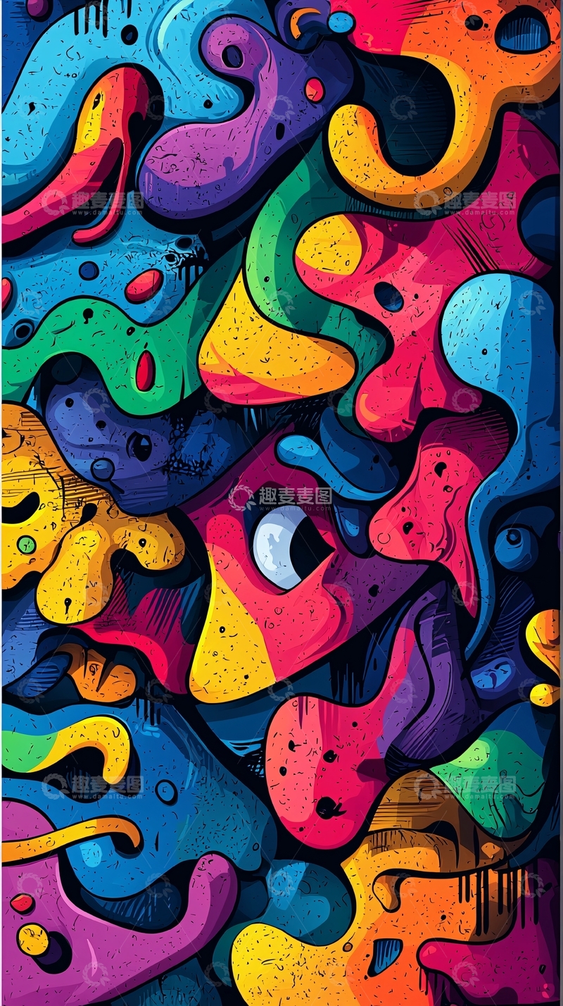 高清大图下载【趣麦麦图】抽象彩色形状图案