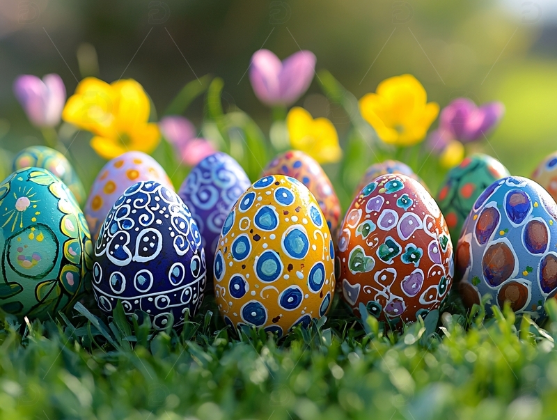 彩绘复活节彩蛋草地