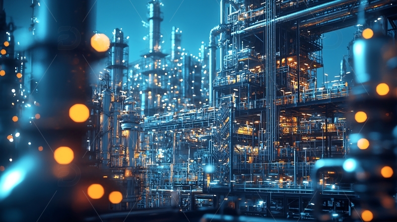 高清大图下载【趣麦麦图】夜晚炼油厂夜景