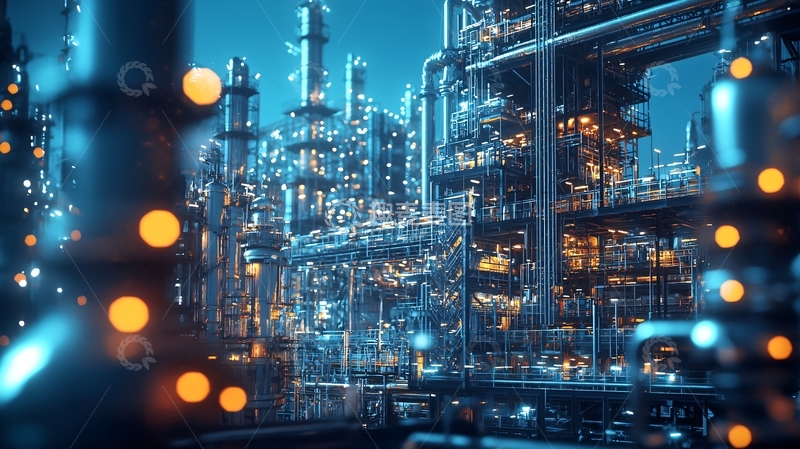 高清大图下载【趣麦麦图】夜晚炼油厂夜景