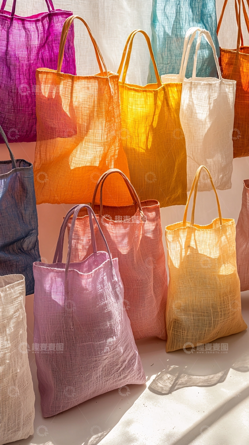 高清大图下载【趣麦麦图】彩色半透明购物袋
