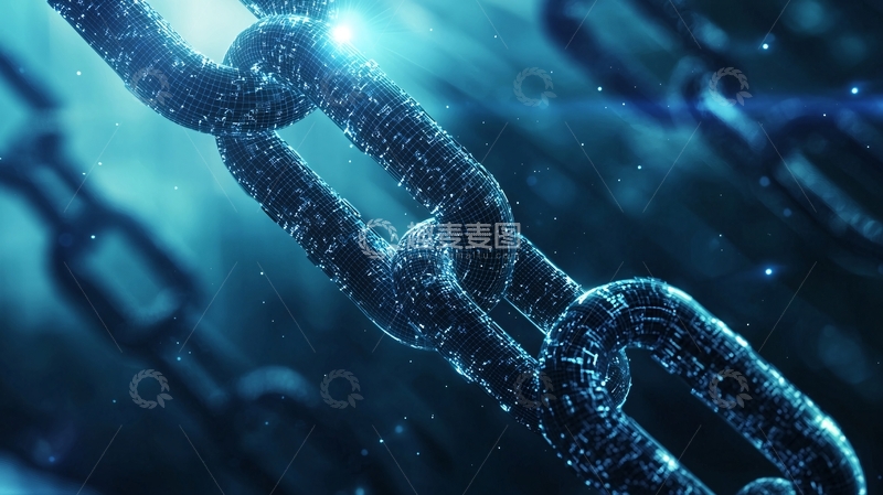 高清大图下载【趣麦麦图】蓝色科技感金属链条