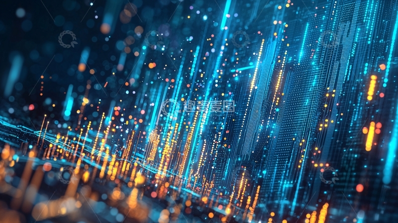 高清大图下载【趣麦麦图】蓝色光线科技感城市