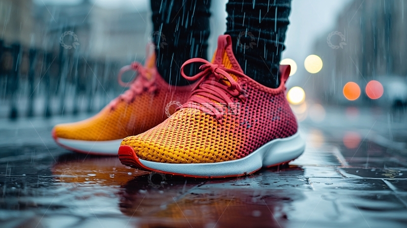 高清大图下载【趣麦麦图】雨中彩色运动鞋