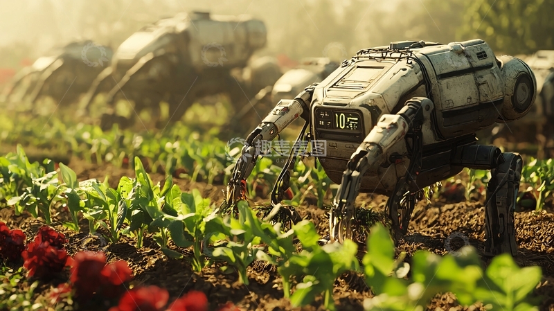 高清大图下载【趣麦麦图】田地里工作的机器人