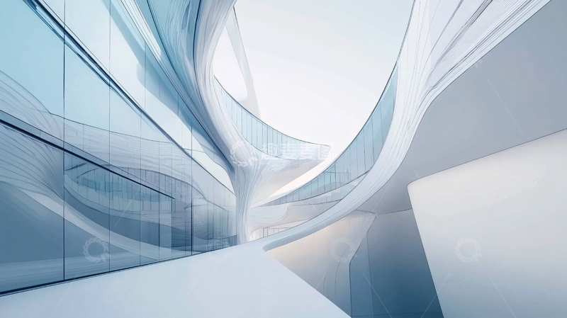 高清大图下载【趣麦麦图】流线型玻璃建筑室内
