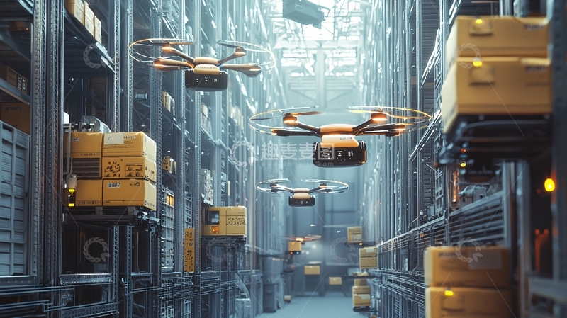 高清大图下载【趣麦麦图】无人机快递仓库